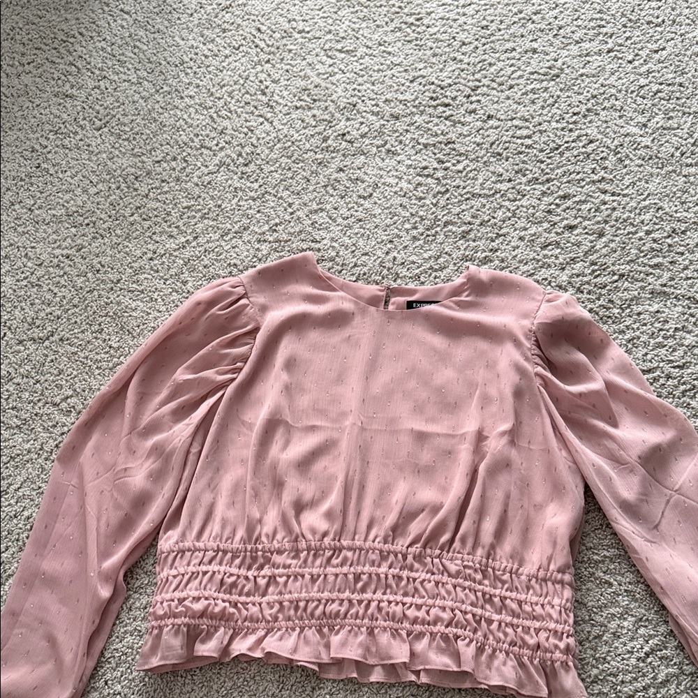 Express Soft Pink Ruched Blouse